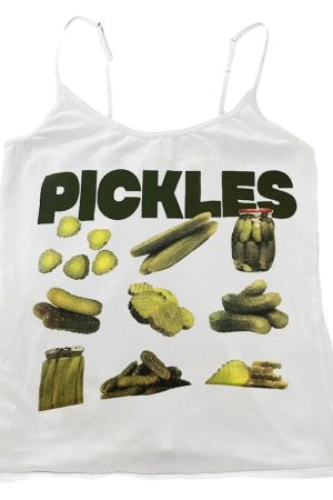 Casual Day Outfits, Easy Trendy Outfits Pickles Print Aesthetic Tank Top