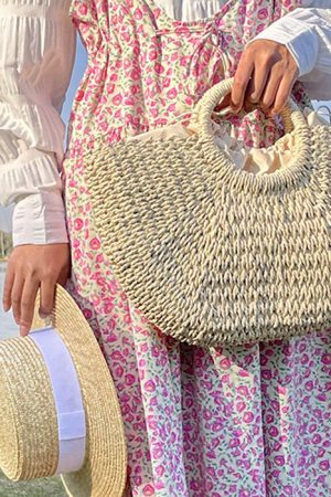 Casual Day Outfits, Easy Trendy Outfits Picnic Time Cottagecore Straw Bag