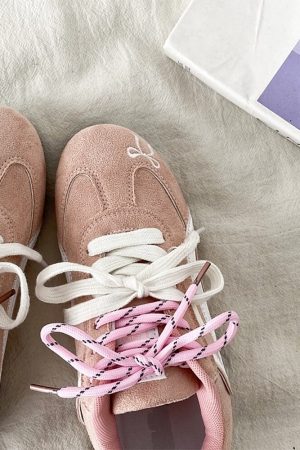 Casual Day Outfits, Easy Trendy Outfits Pink Bow Embroidery Sneakers