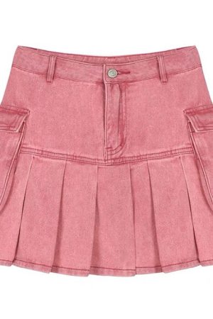 Casual Day Outfits, Easy Trendy Outfits Pink Denim Cargo Mini Skirt