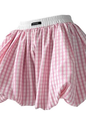 Casual Day Outfits, Easy Trendy Outfits Pink Gingham Balloon Skirt