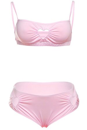 Casual Day Outfits, Easy Trendy Outfits Pink Heart Cutout Lingerie Set