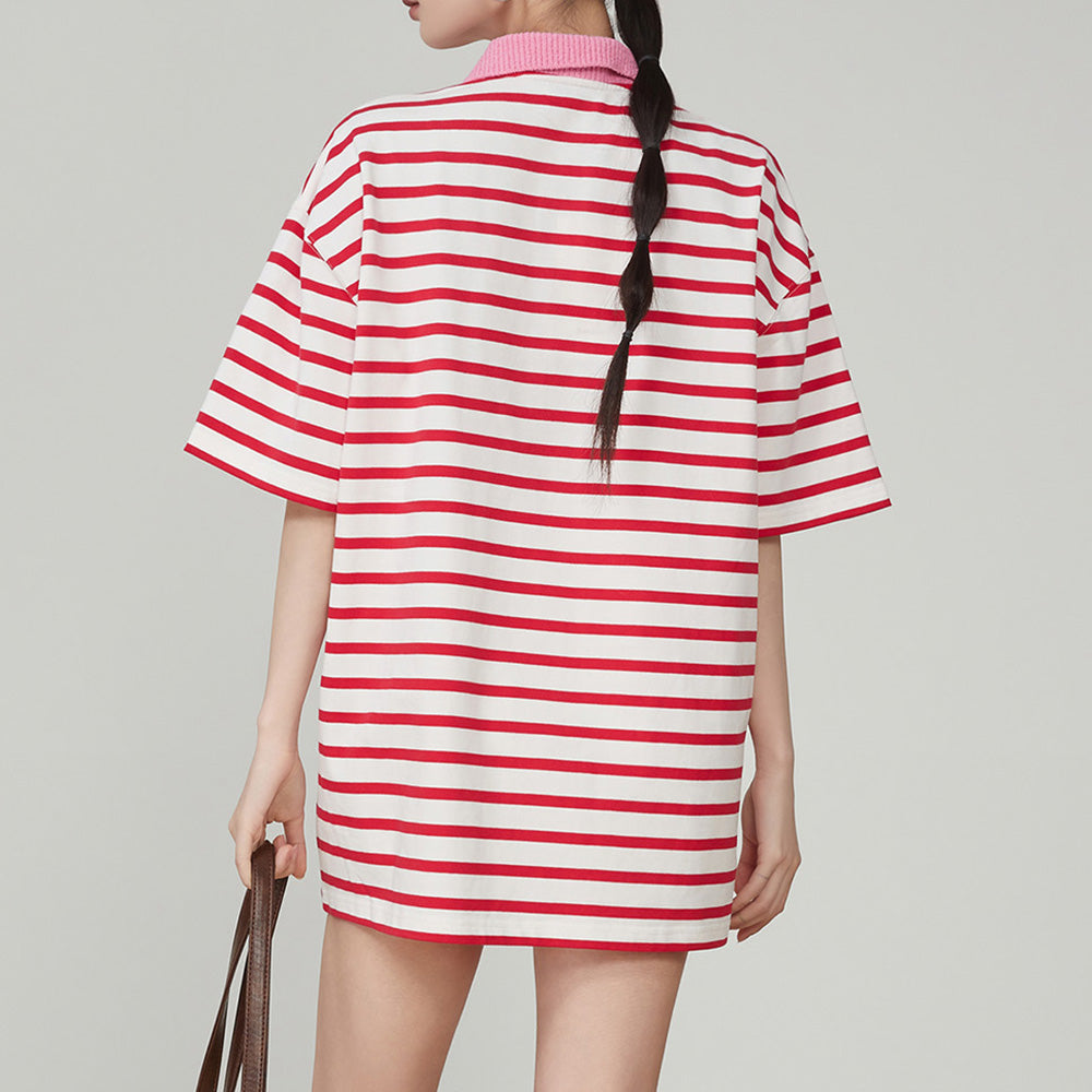 Casual Day Outfits, Easy Trendy Outfits Pink Stripe Skater Polo Shirt Casual Day Outfits, Easy Trendy Outfits Pink Stripe Skater Polo Shirt