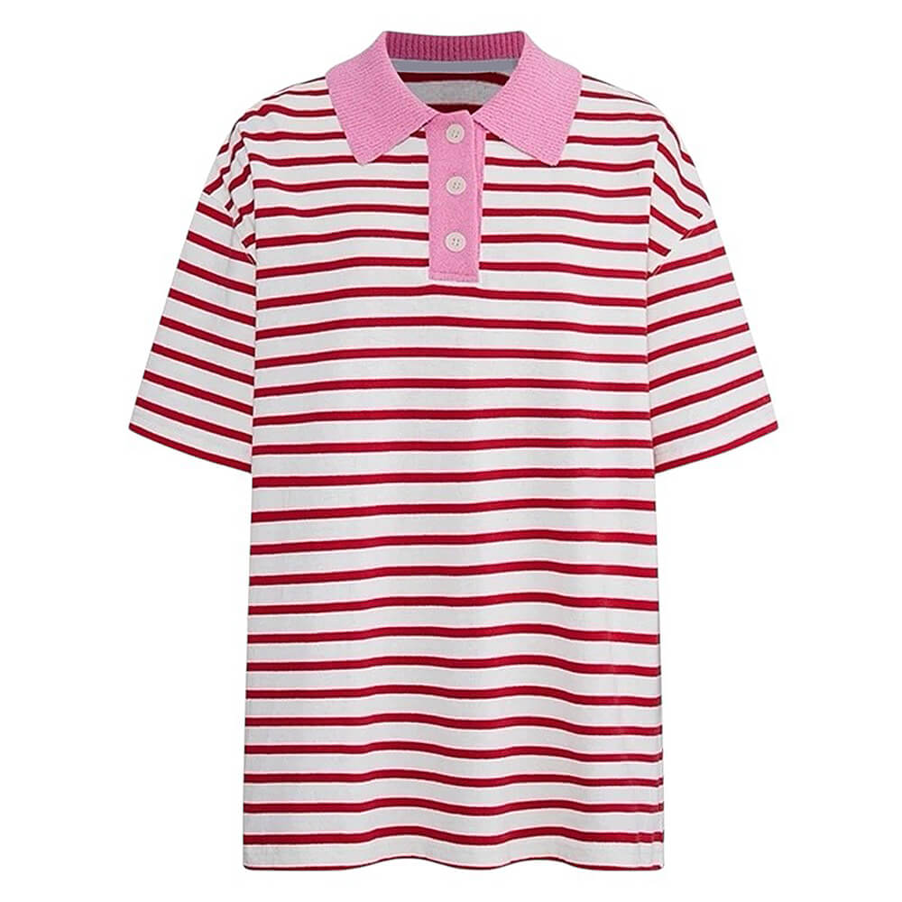 Casual Day Outfits, Easy Trendy Outfits Pink Stripe Skater Polo Shirt Casual Day Outfits, Easy Trendy Outfits Pink Stripe Skater Polo Shirt