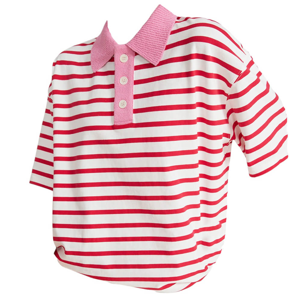 Casual Day Outfits, Easy Trendy Outfits Pink Stripe Skater Polo Shirt Casual Day Outfits, Easy Trendy Outfits Pink Stripe Skater Polo Shirt
