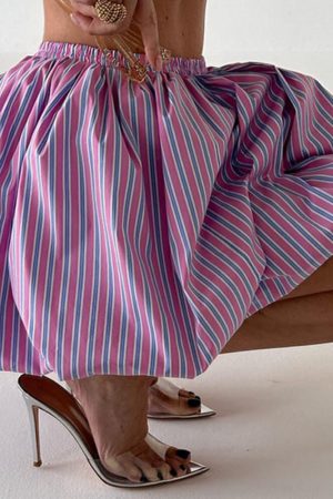 Casual Day Outfits, Easy Trendy Outfits Pinstripe Balloon Skirt
