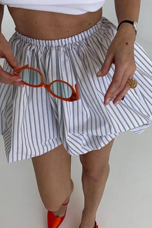 Casual Day Outfits, Easy Trendy Outfits Pinstripe Balloon Skirt