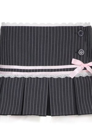 Casual Day Outfits, Easy Trendy Outfits Pinstripe Coquette Micro-Mini Skirt