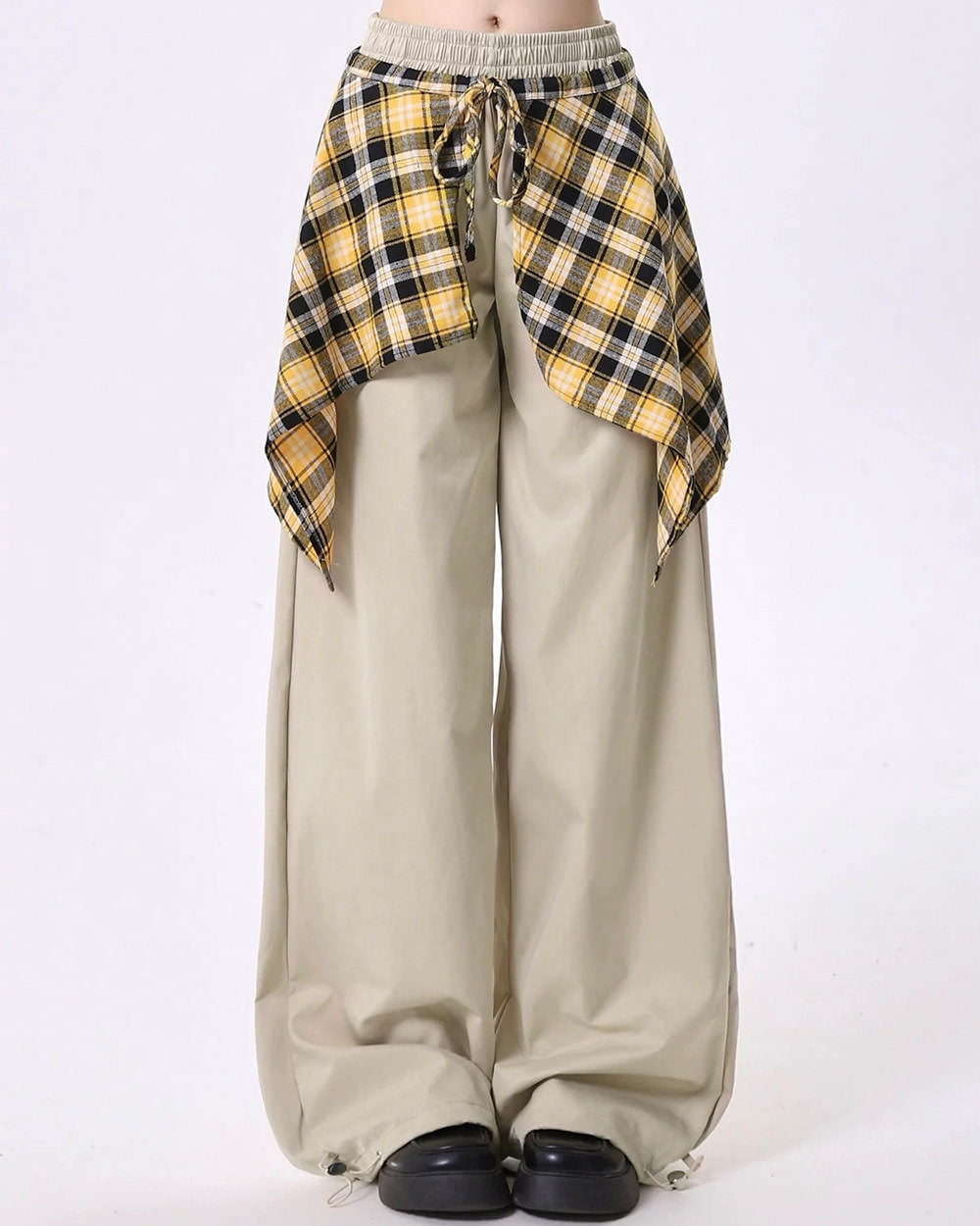 Casual Day Outfits, Easy Trendy Outfits Plaid Shirt-Tied Baggy Trousers Casual Day Outfits, Easy Trendy Outfits Plaid Shirt-Tied Baggy Trousers