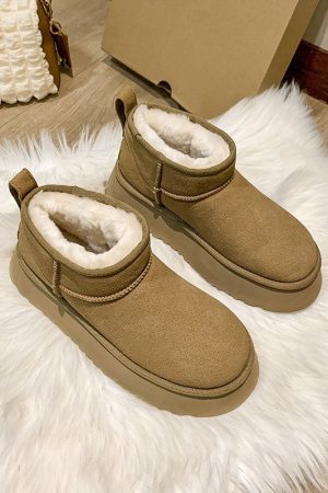 Casual Day Outfits, Easy Trendy Outfits Platform Sheepskin Boot
