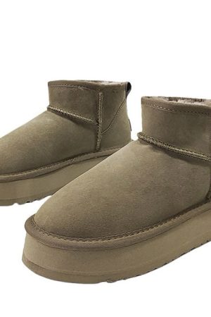 Casual Day Outfits, Easy Trendy Outfits Platform Sheepskin Boot