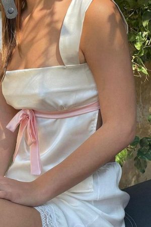 Casual Day Outfits, Easy Trendy Outfits Portrait Mode Satin Bow Tie Top