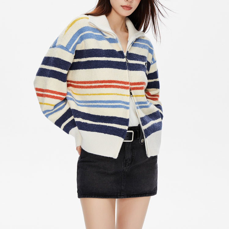 Casual Day Outfits, Easy Trendy Outfits Prep School Striped Zip Up Long Sleeve Casual Day Outfits, Easy Trendy Outfits Prep School Striped Zip Up Long Sleeve