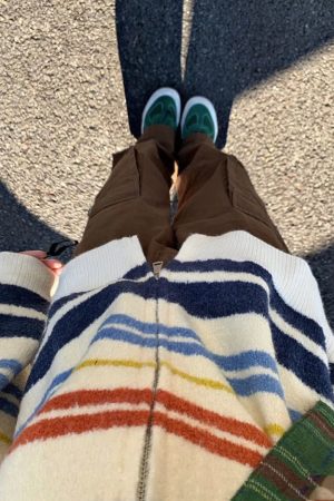 Casual Day Outfits, Easy Trendy Outfits Prep School Striped Zip Up Long Sleeve