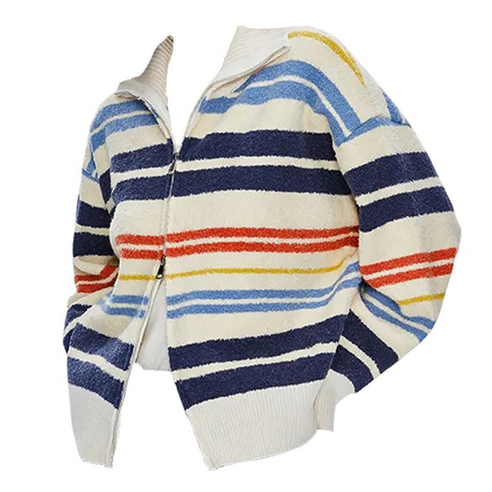 Casual Day Outfits, Easy Trendy Outfits Prep School Striped Zip Up Long Sleeve Casual Day Outfits, Easy Trendy Outfits Prep School Striped Zip Up Long Sleeve