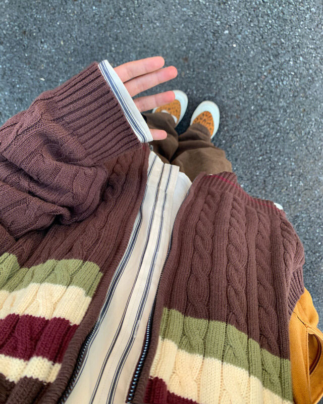 Casual Day Outfits, Easy Trendy Outfits Preppy Aesthetic Collar Striped Cardigan Casual Day Outfits, Easy Trendy Outfits Preppy Aesthetic Collar Striped Cardigan