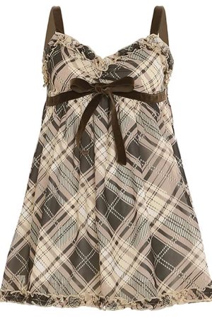 Casual Day Outfits, Easy Trendy Outfits Preppy Aesthetic Plaid Mini Tank Dress