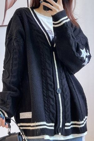 Casual Day Outfits, Easy Trendy Outfits Preppy Aesthetic Star Cardigan