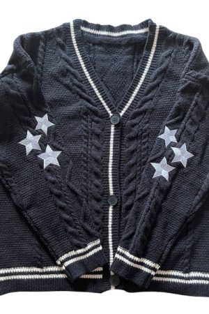 Casual Day Outfits, Easy Trendy Outfits Preppy Aesthetic Star Cardigan