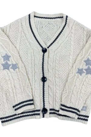 Casual Day Outfits, Easy Trendy Outfits Preppy Aesthetic Star Cardigan