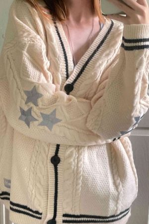 Casual Day Outfits, Easy Trendy Outfits Preppy Aesthetic Star Cardigan