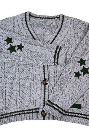 Casual Day Outfits, Easy Trendy Outfits Preppy Aesthetic Star Cardigan