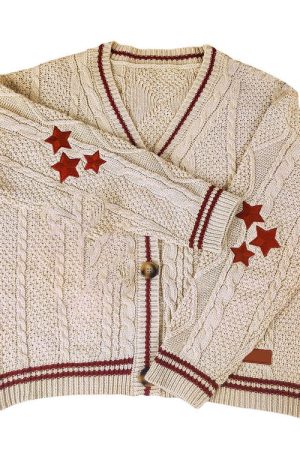 Casual Day Outfits, Easy Trendy Outfits Preppy Aesthetic Star Cardigan