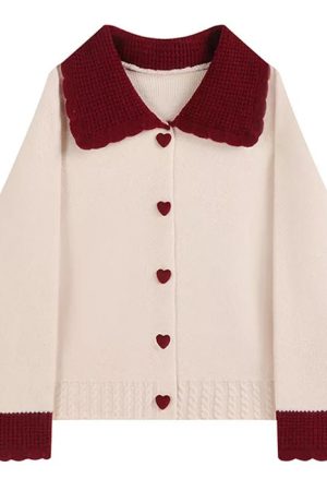 Casual Day Outfits, Easy Trendy Outfits Preppy Collar Knit Cardigan