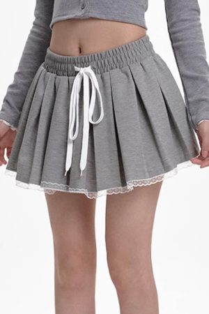 Casual Day Outfits, Easy Trendy Outfits Preppy Drawstring Mini Skirt