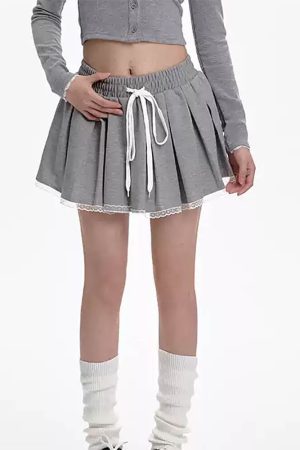 Casual Day Outfits, Easy Trendy Outfits Preppy Drawstring Mini Skirt