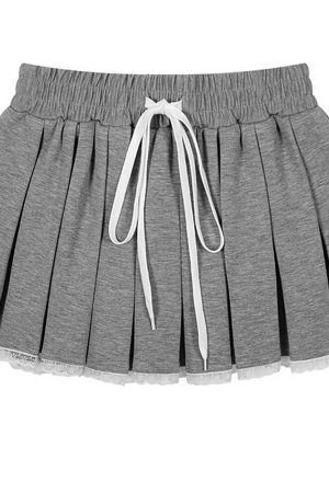 Casual Day Outfits, Easy Trendy Outfits Preppy Drawstring Mini Skirt
