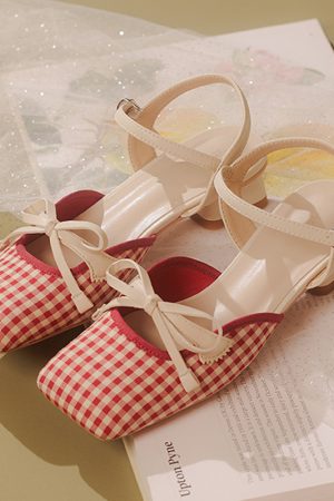 Casual Day Outfits, Easy Trendy Outfits Preppy Gingham Bow Sandals