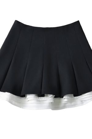 Casual Day Outfits, Easy Trendy Outfits Preppy Ruffle Mini Pleated Skirt