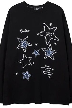 Casual Day Outfits, Easy Trendy Outfits Preppy Star Patch Sweatshirt