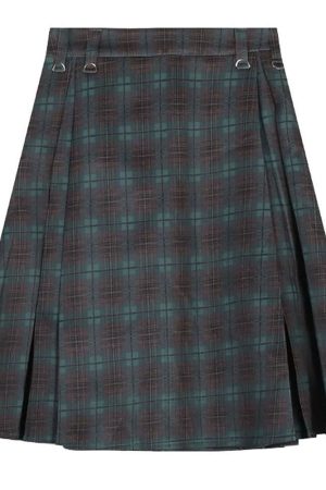 Casual Day Outfits, Easy Trendy Outfits Preppy Style Checkered Kilt Skirt