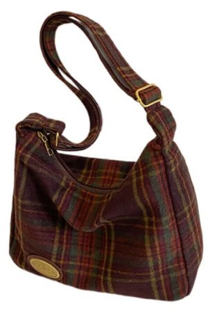 Casual Day Outfits, Easy Trendy Outfits Preppy Style Plaid Shoulder Bag