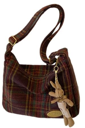Casual Day Outfits, Easy Trendy Outfits Preppy Style Plaid Shoulder Bag