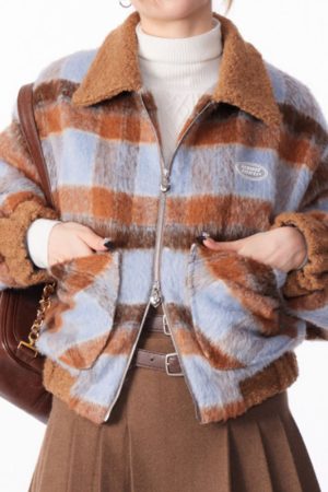 Casual Day Outfits, Easy Trendy Outfits Preppy Style Warm Checkered Jacket