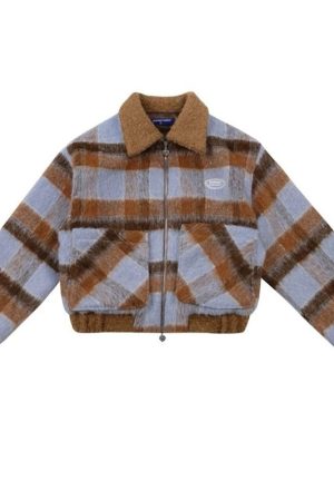 Casual Day Outfits, Easy Trendy Outfits Preppy Style Warm Checkered Jacket