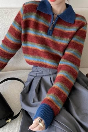 Casual Day Outfits, Easy Trendy Outfits Primary Colors Cropped Knit Sweater