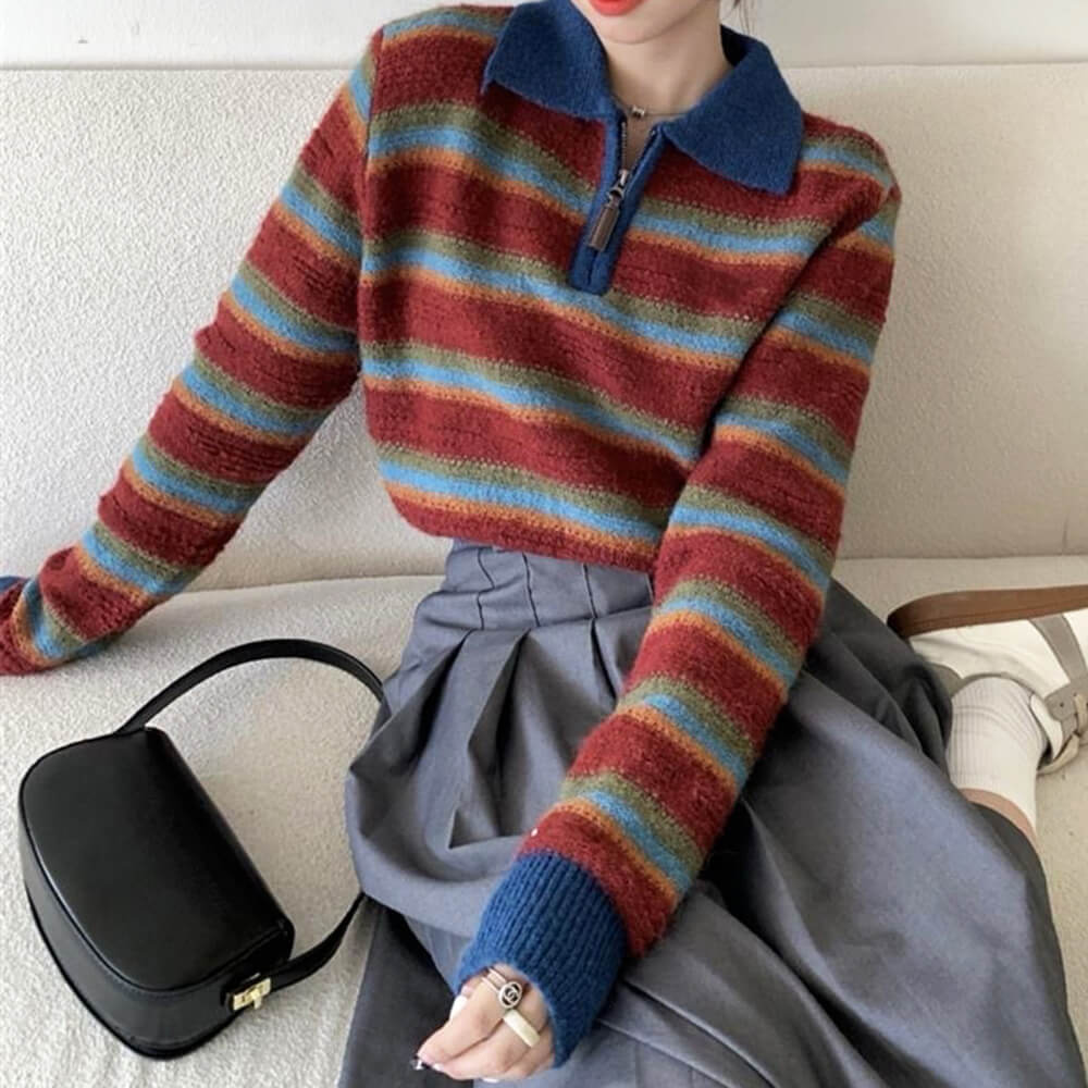 Casual Day Outfits, Easy Trendy Outfits Primary Colors Cropped Knit Sweater Casual Day Outfits, Easy Trendy Outfits Primary Colors Cropped Knit Sweater