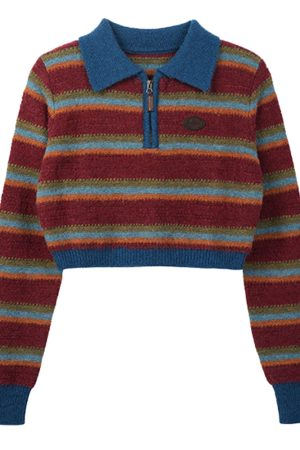 Casual Day Outfits, Easy Trendy Outfits Primary Colors Cropped Knit Sweater