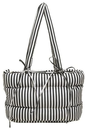 Casual Day Outfits, Easy Trendy Outfits Puffer Striped Shoulder Bag