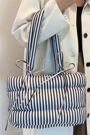 Casual Day Outfits, Easy Trendy Outfits Puffer Striped Shoulder Bag