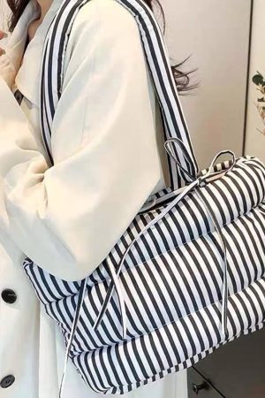 Casual Day Outfits, Easy Trendy Outfits Puffer Striped Shoulder Bag