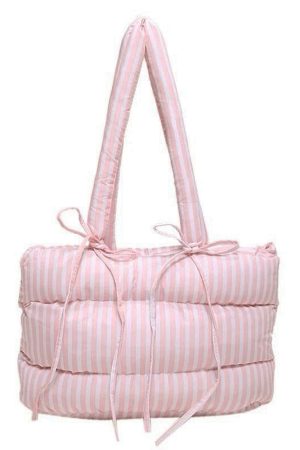 Casual Day Outfits, Easy Trendy Outfits Puffer Striped Shoulder Bag