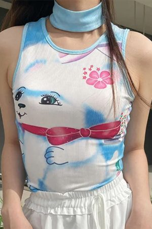 Casual Day Outfits, Easy Trendy Outfits Puppy Y2K Aesthetic Tank Top