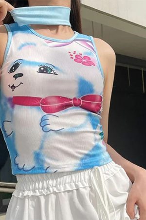 Casual Day Outfits, Easy Trendy Outfits Puppy Y2K Aesthetic Tank Top