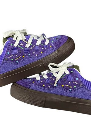 Casual Day Outfits, Easy Trendy Outfits Purple Star Skater Sneakers
