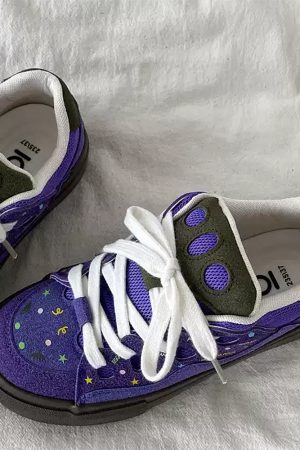 Casual Day Outfits, Easy Trendy Outfits Purple Star Skater Sneakers